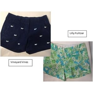 Vineyard Vines and Lilly Pulitzer shorts Size 00.